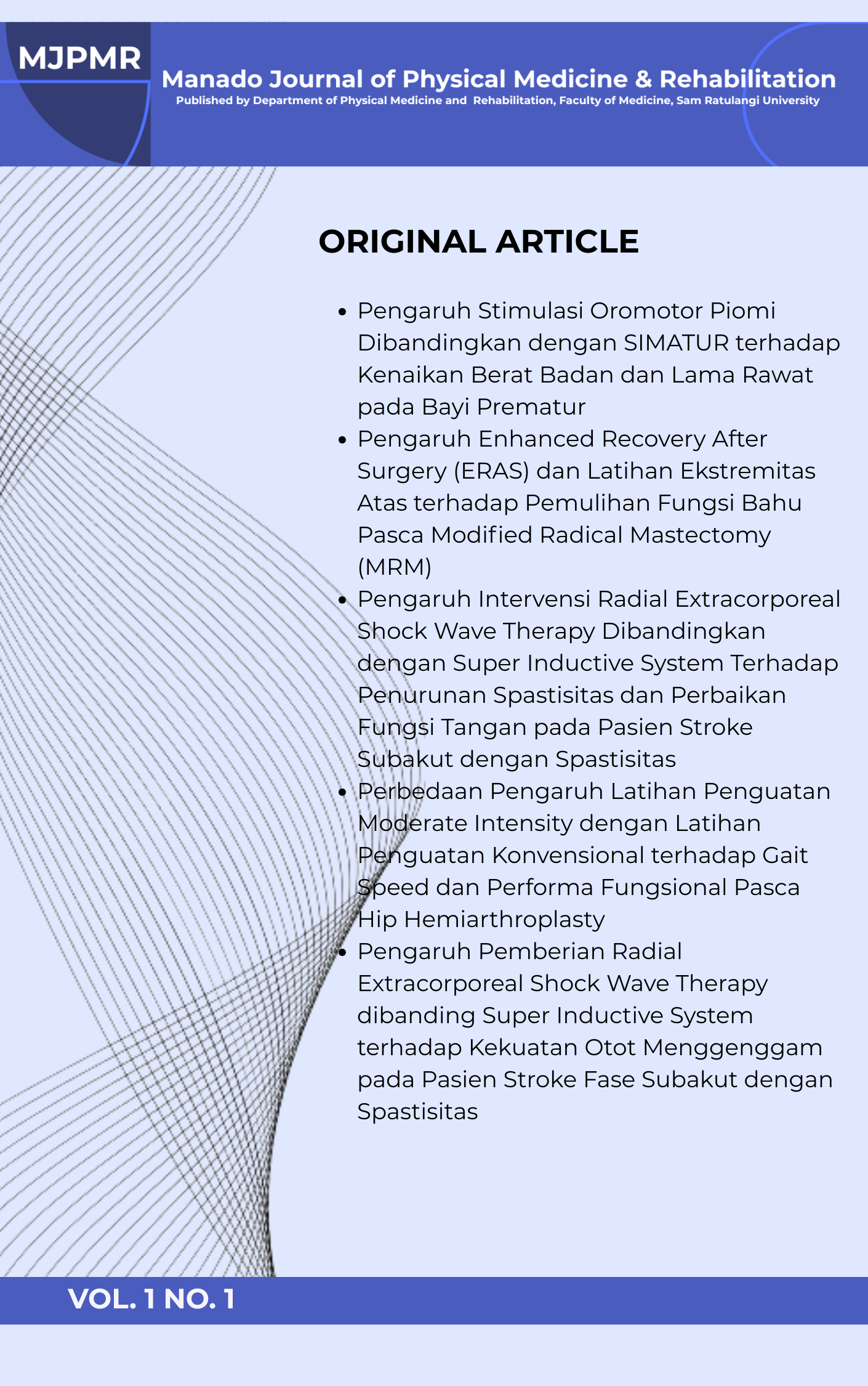 					View Vol. 1 No. 1 (2026): Manado Journal of Physical Medicine & Rehabilitation 
				